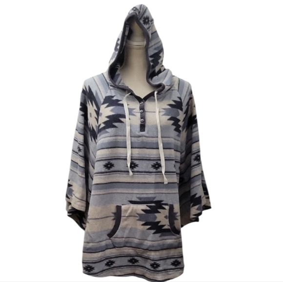 Cuddl Duds Tops - Cuddl Duds Oversize Aztec Pattern Hooded Sweater